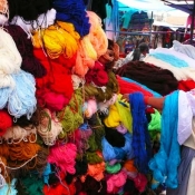 Colored market at Otavalo